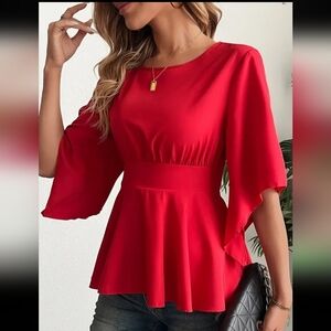 3/$30 Elegant Red Batwing Blouse